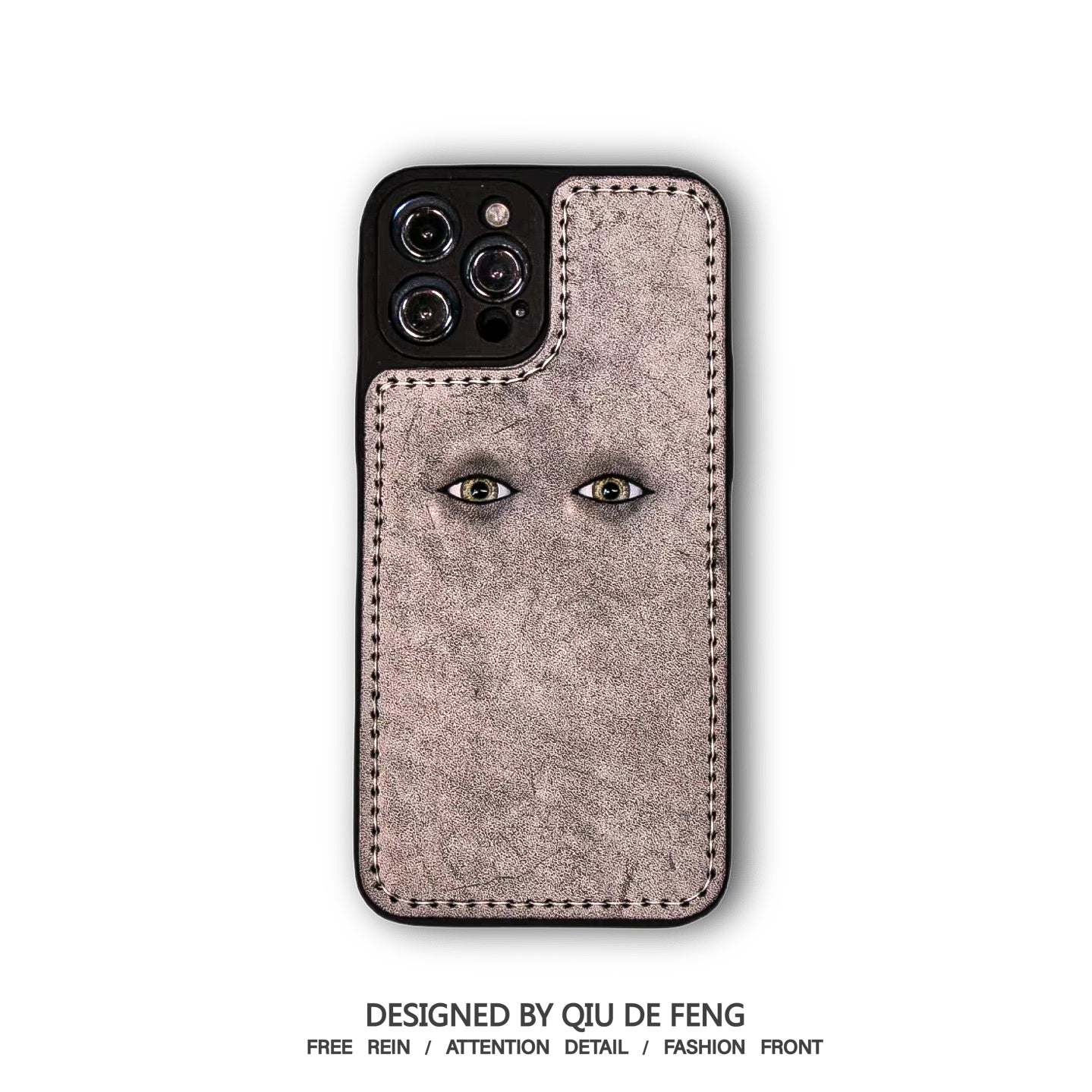 Handmade iPhone leather case Original design hand sewing two eyeballs