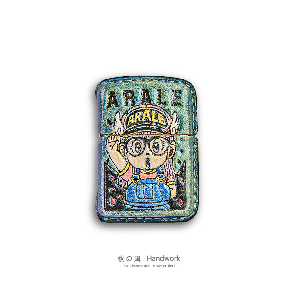 Handmade Zippo leather case Original design lovely little girl