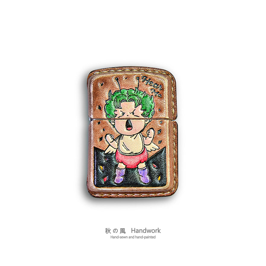 Handmade Zippo leather case Original design Sweet little angel