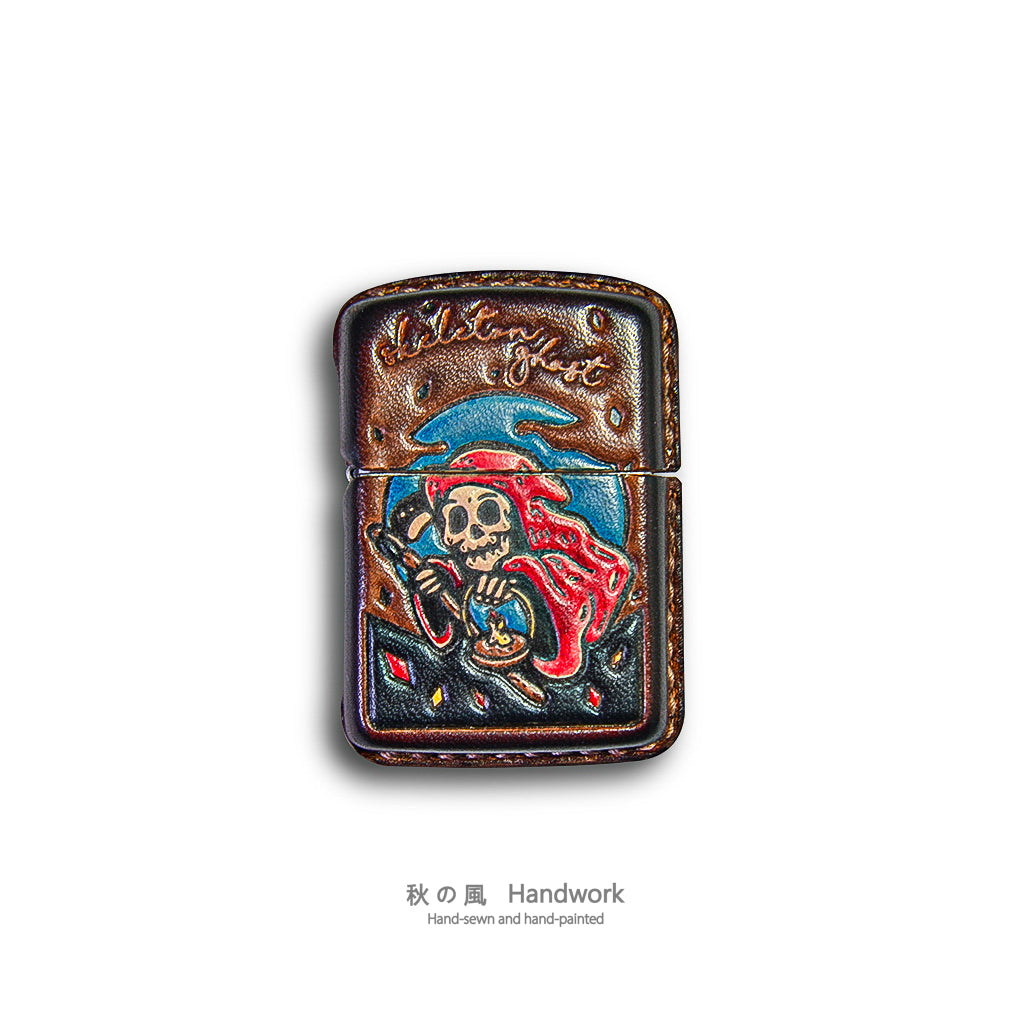 Handmade Zippo leather case Original design ghost