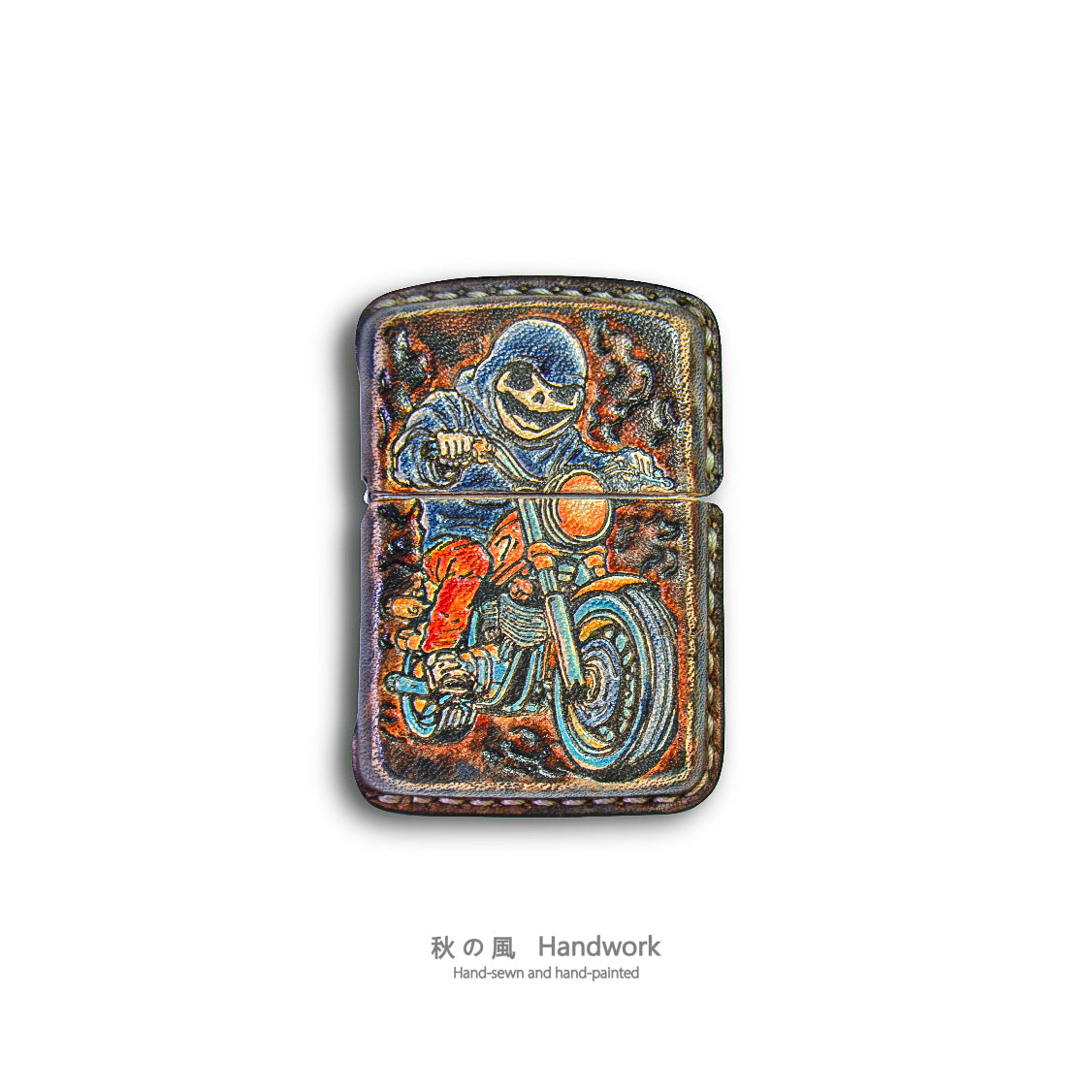 Handmade Zippo leather case Original design Ghost Rider