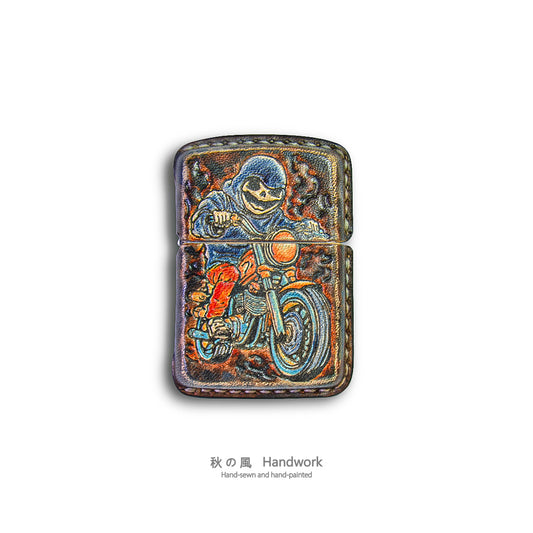 Handmade Zippo leather case Original design Ghost Rider