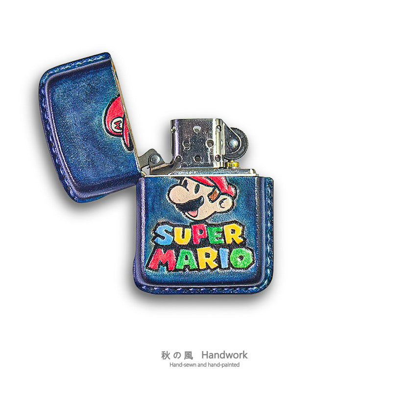 Handmade Zippo leather case Original design Super Mario