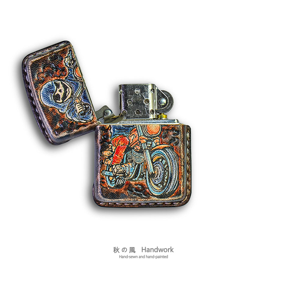 Handmade Zippo leather case Original design Ghost Rider