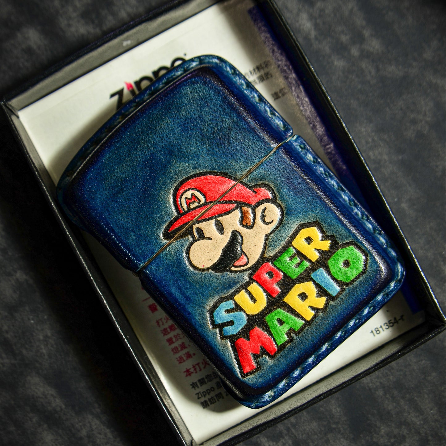 Handmade Zippo leather case Original design Super Mario