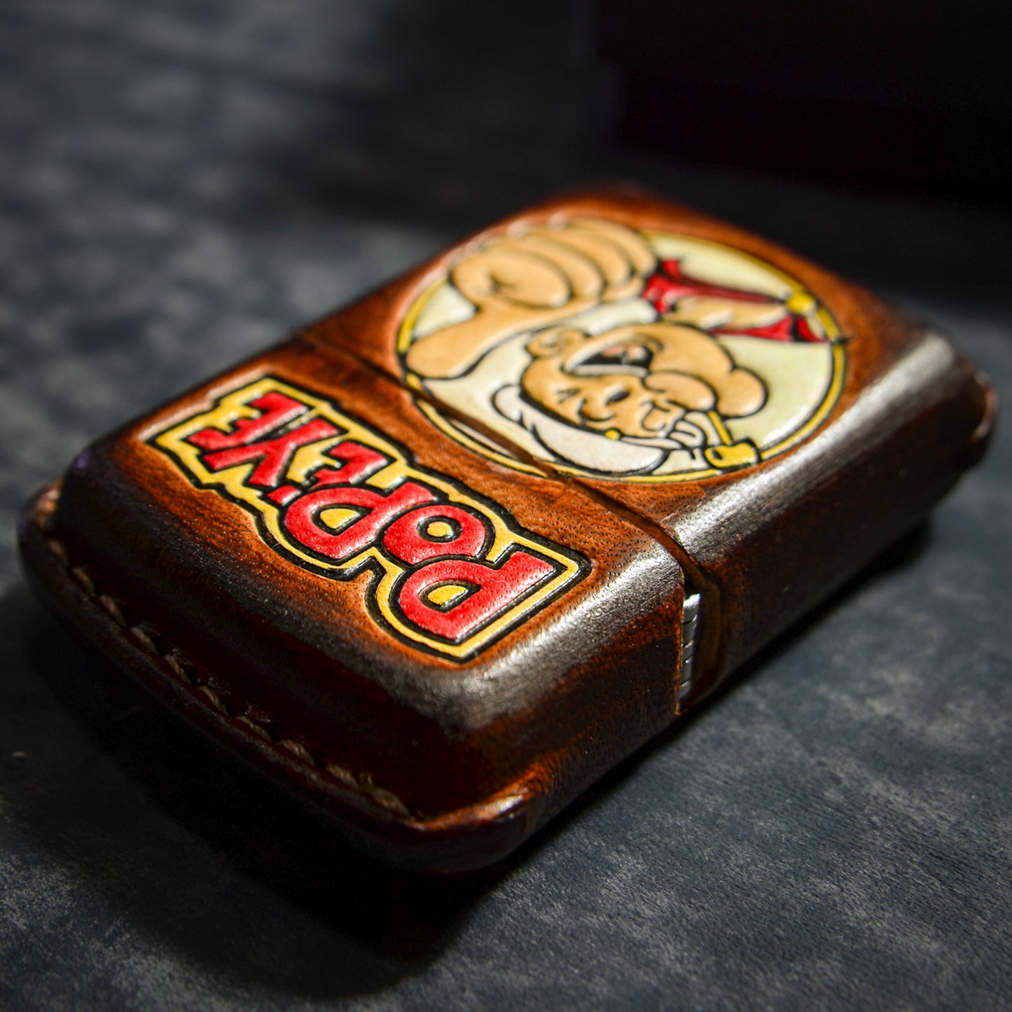 Handmade Zippo leather case Original design Popeye