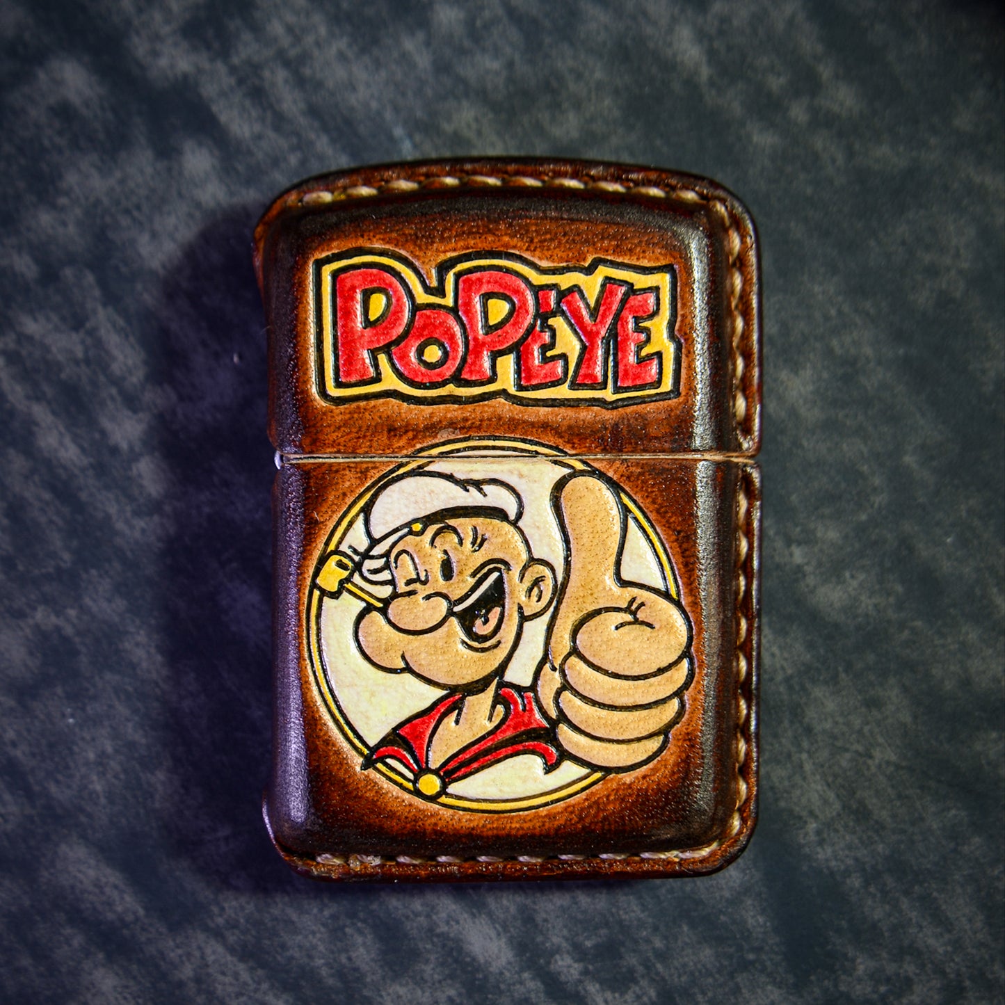 Handmade Zippo leather case Original design Popeye