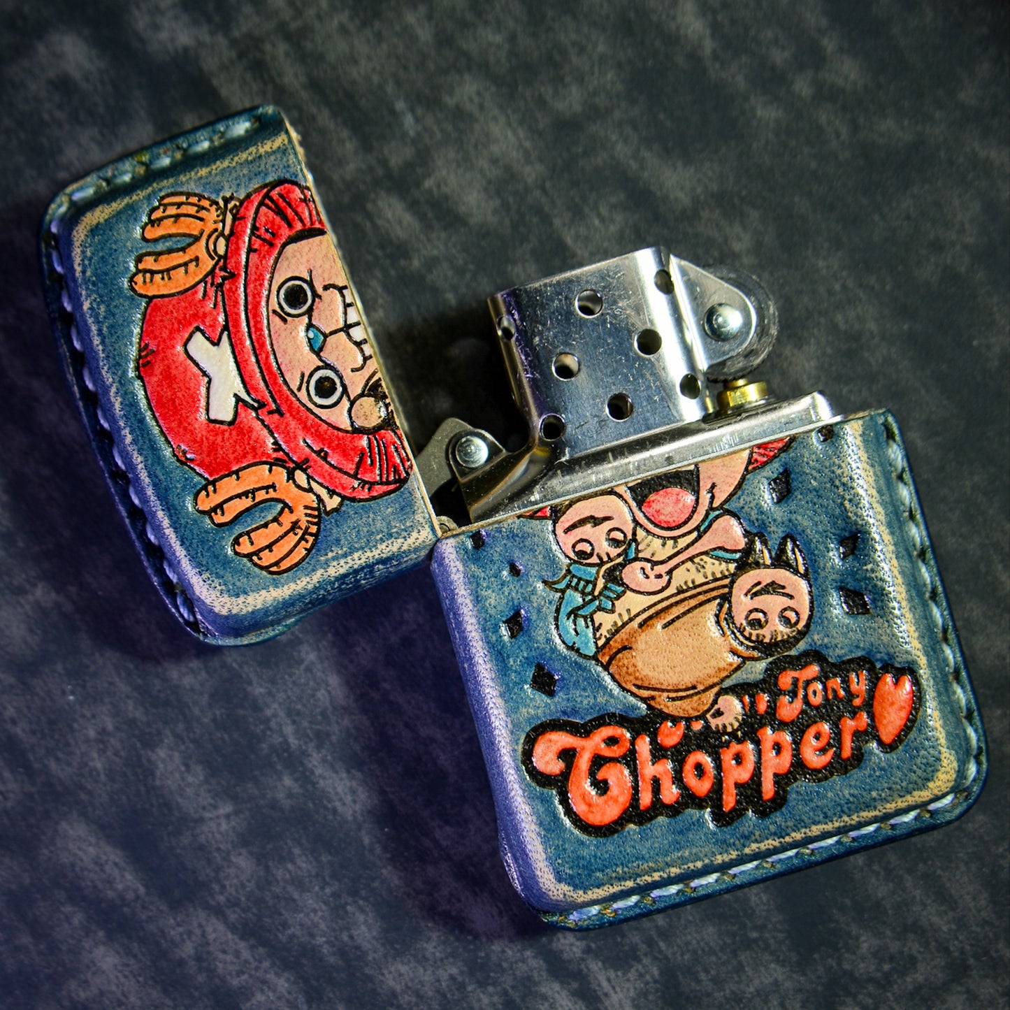 Handmade Zippo leather case Original design Sweet little deer