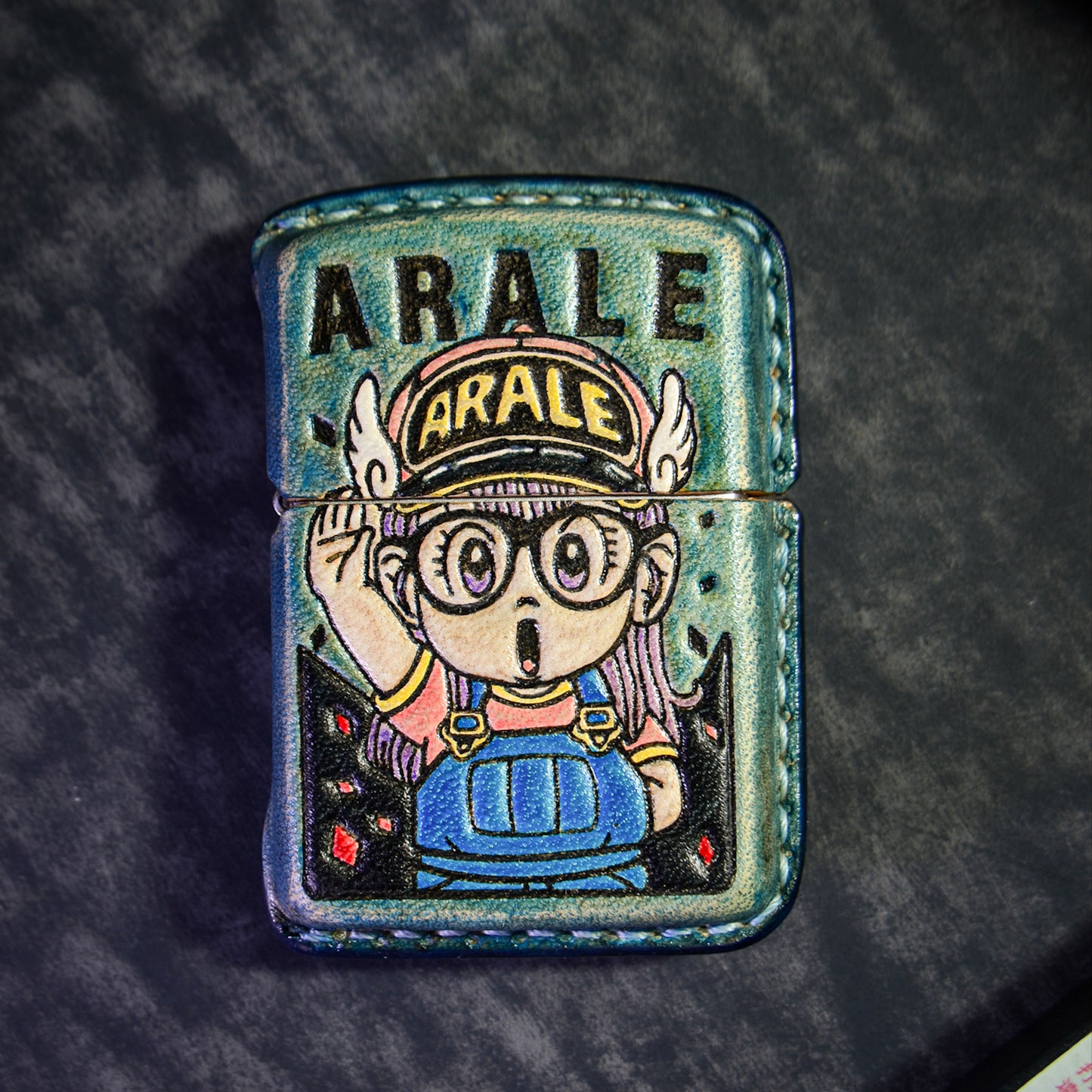 Handmade Zippo leather case Original design lovely little girl