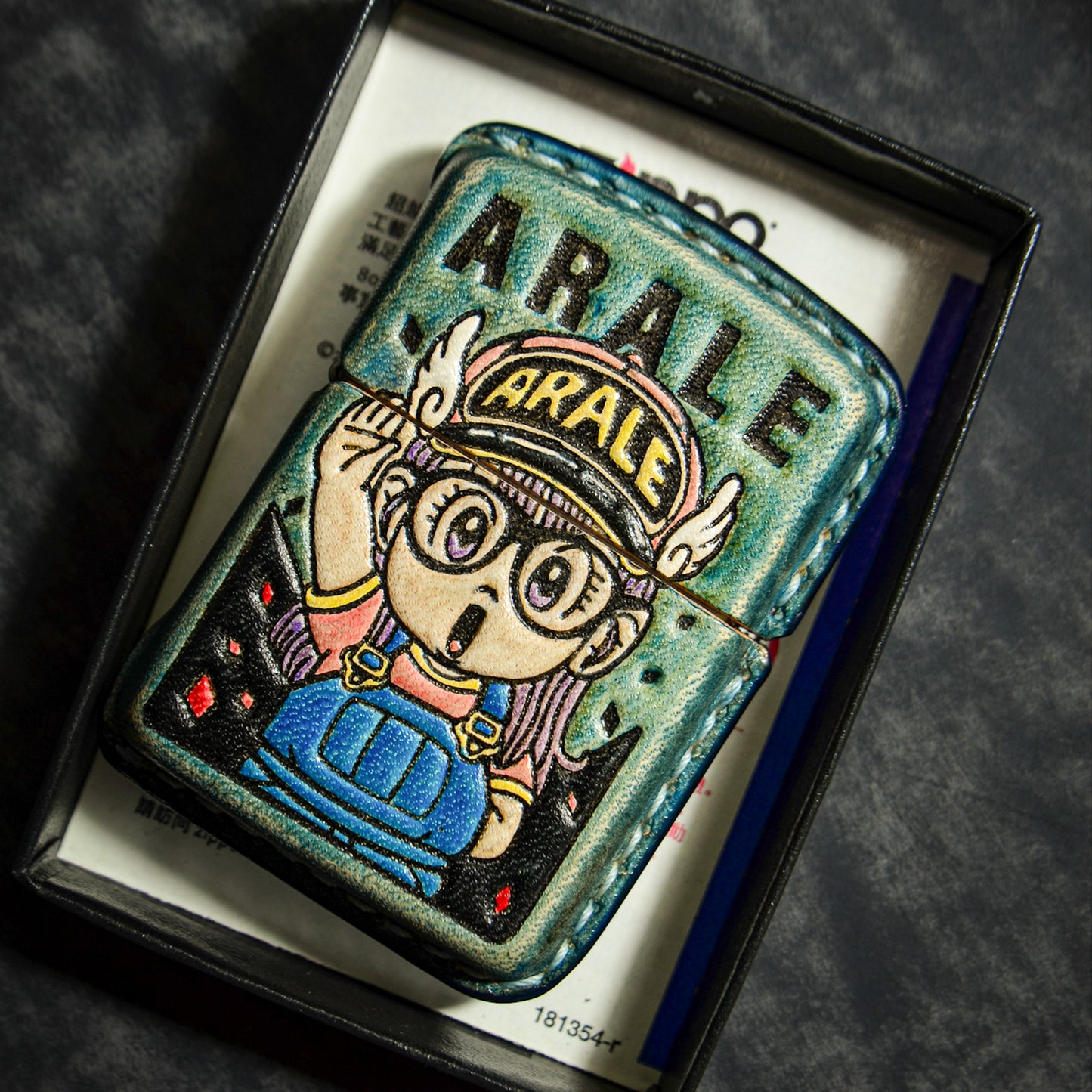 Handmade Zippo leather case Original design lovely little girl