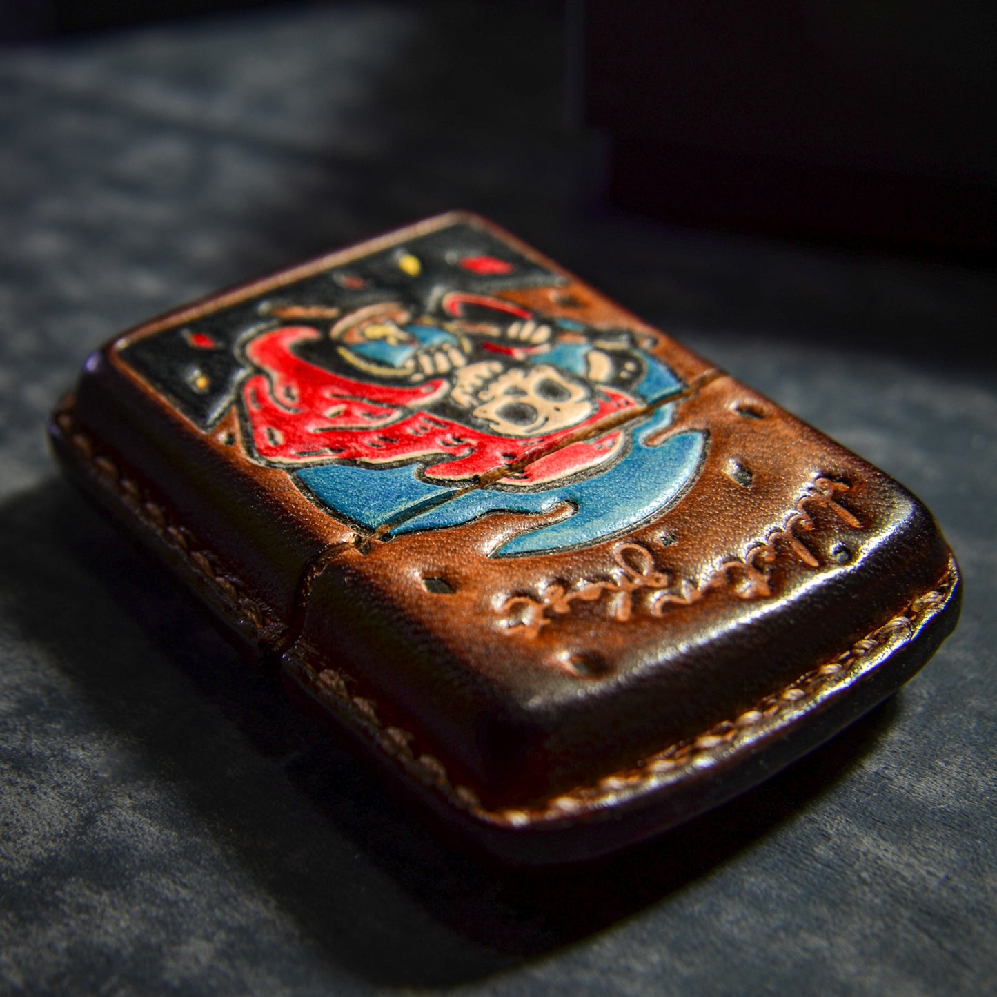 Handmade Zippo leather case Original design ghost