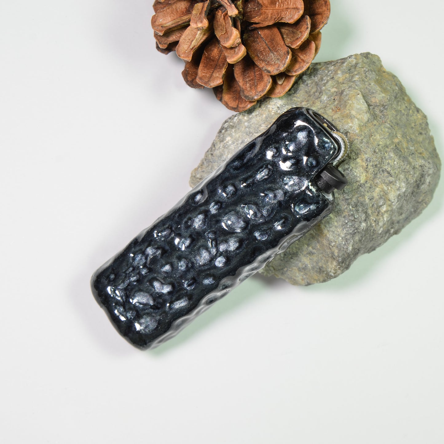 Bic J3 / Cricket lighter case handmade Black textural effect power