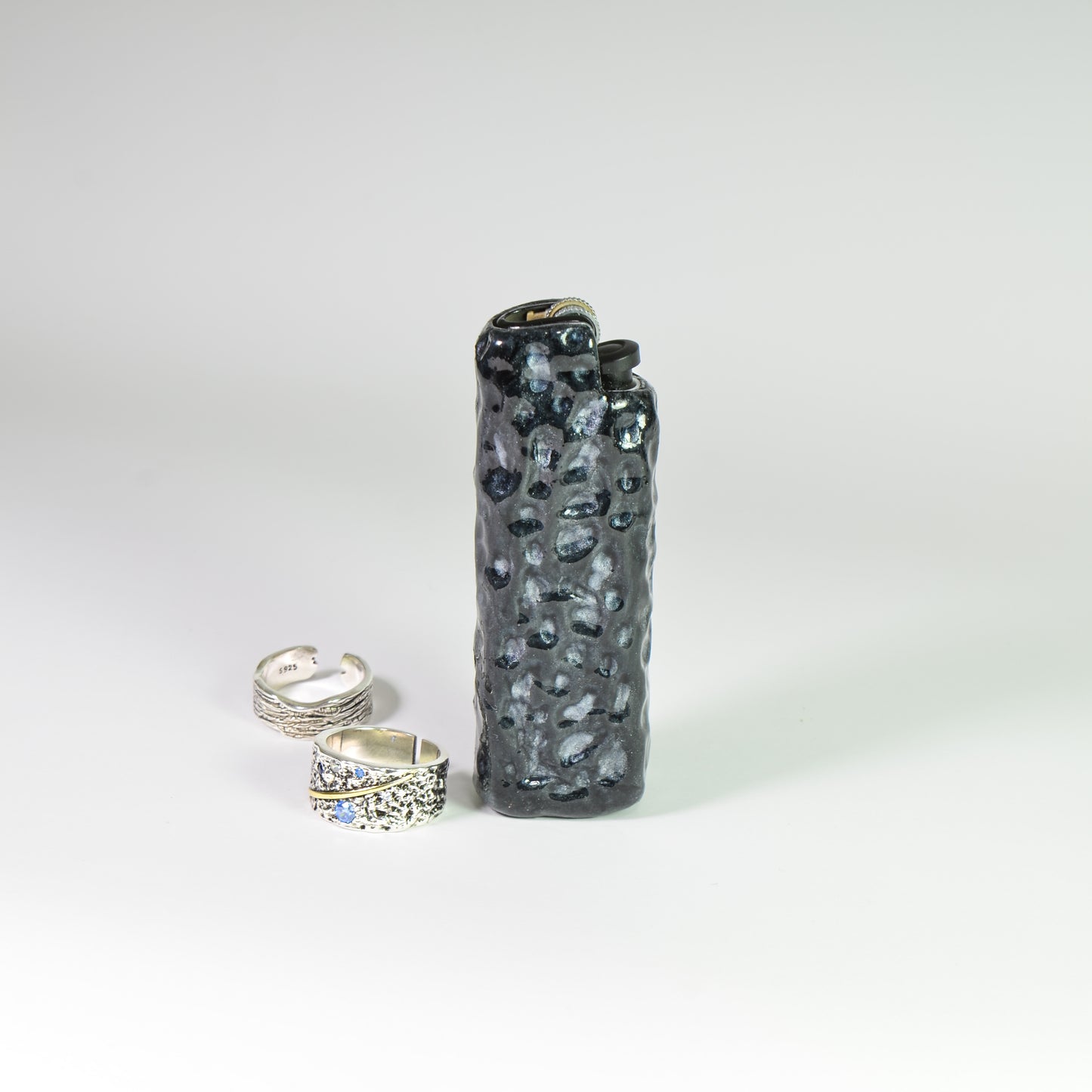 Bic J3 / Cricket lighter case handmade Black textural effect power
