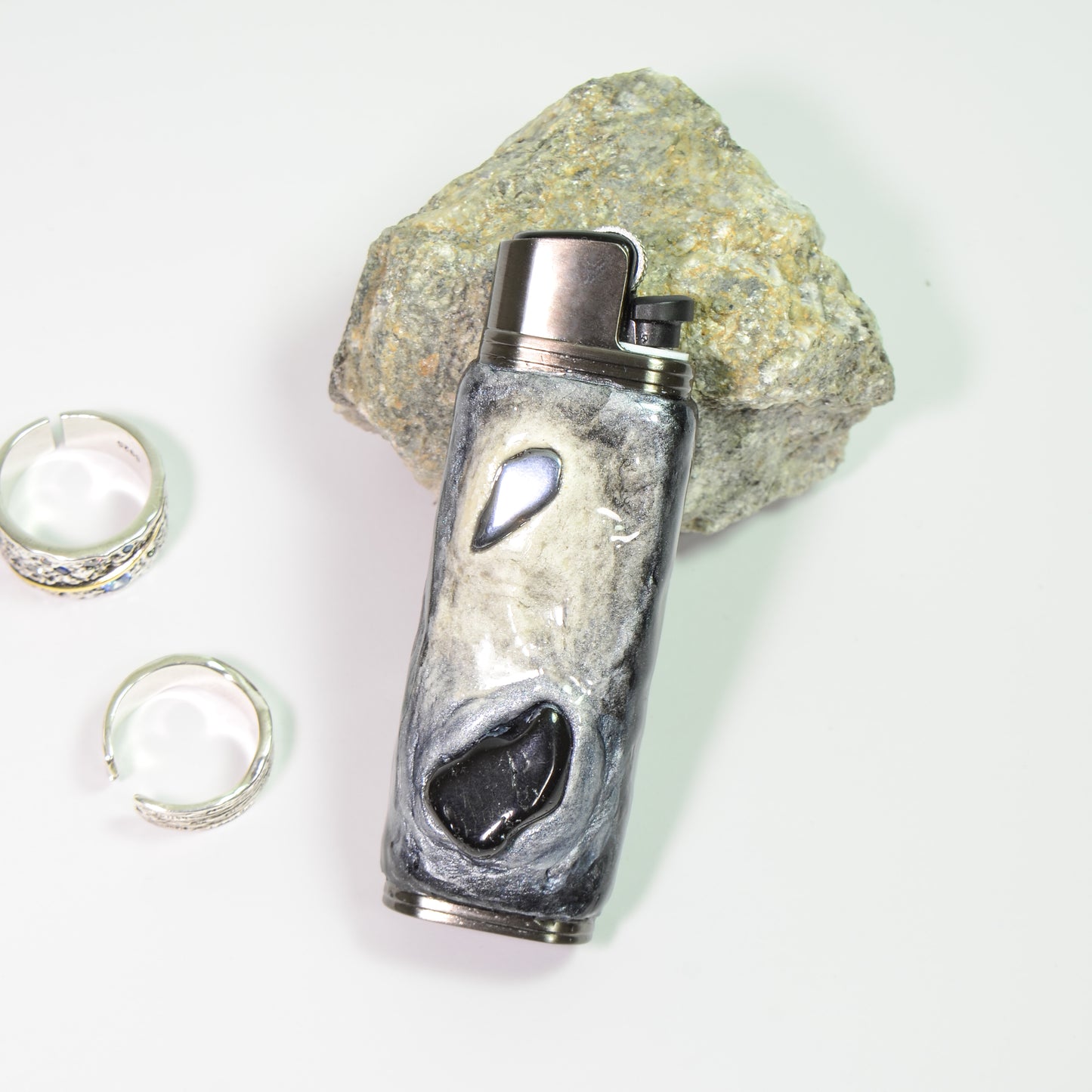 Bic J3 / Cricket lighter case handmade Inlay with natural stone