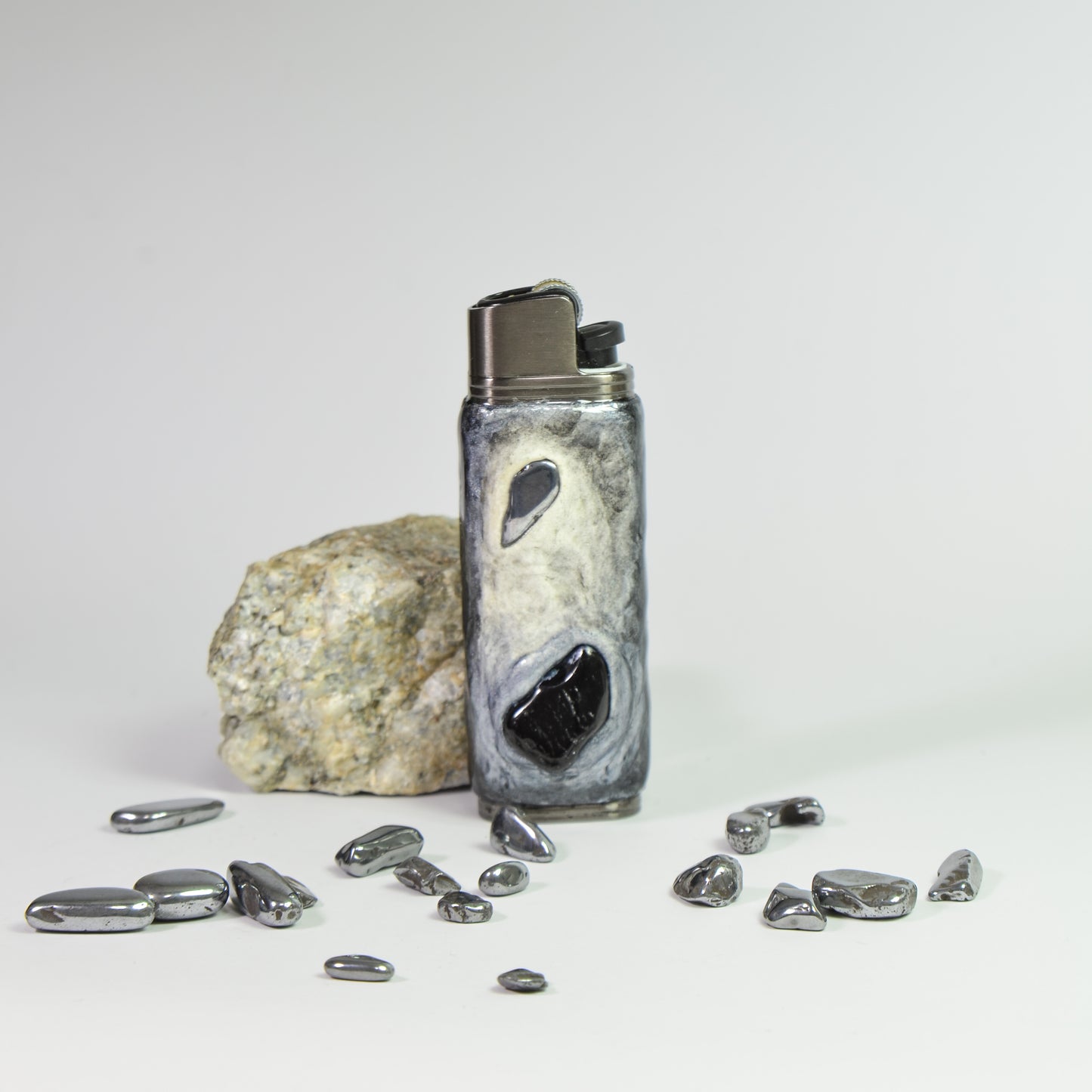 Bic J3 / Cricket lighter case handmade Inlay with natural stone