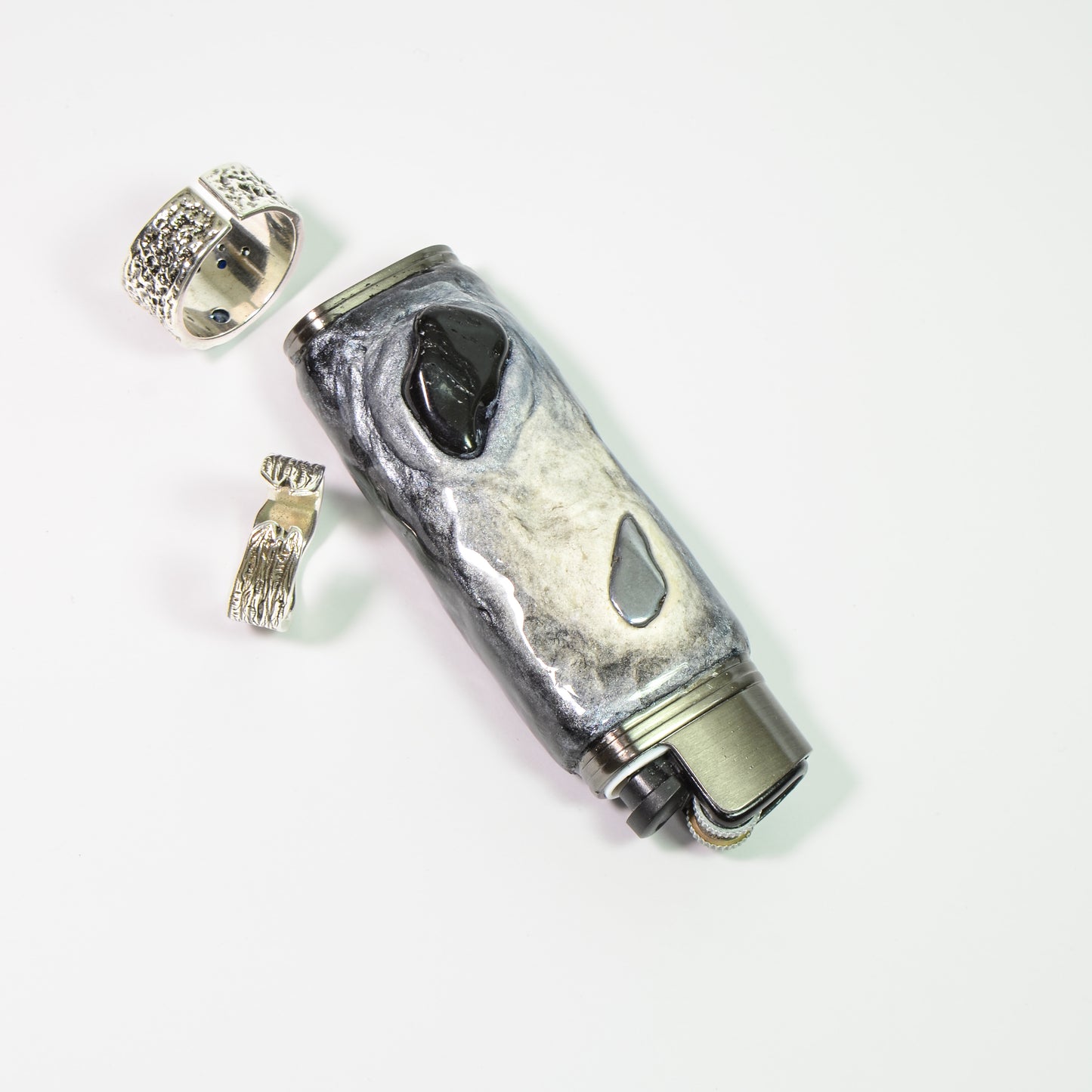Bic J3 / Cricket lighter case handmade Inlay with natural stone