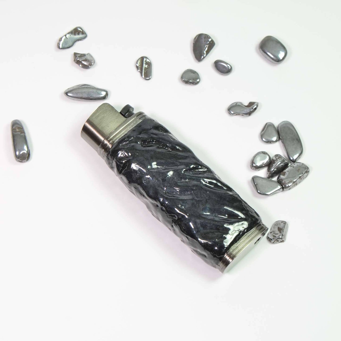 Bic J3 / Cricket lighter case handmade Black water ripple texture effect