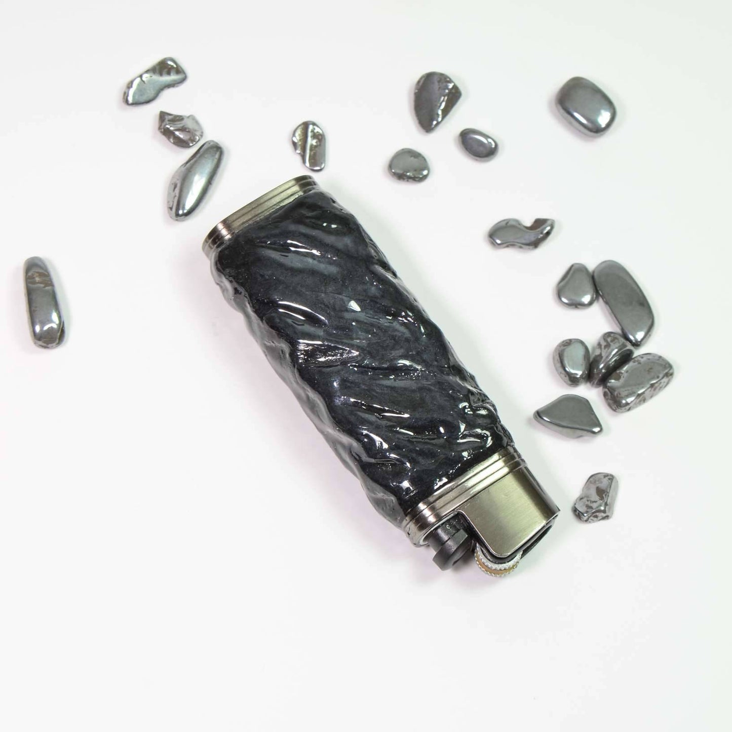 Bic J3 / Cricket lighter case handmade Black water ripple texture effect