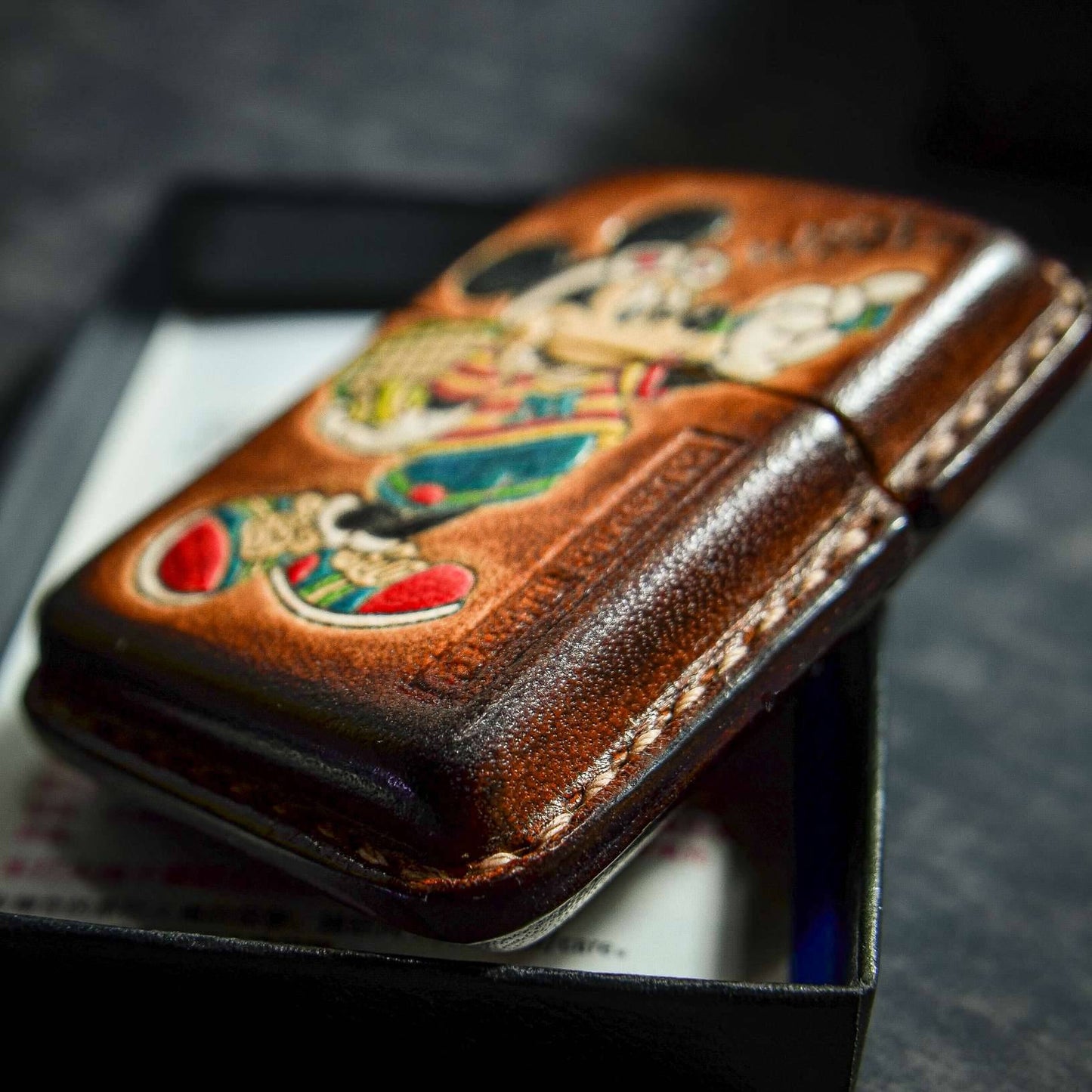 Handmade Zippo leather case Original design cowhide production Mickey from baseball