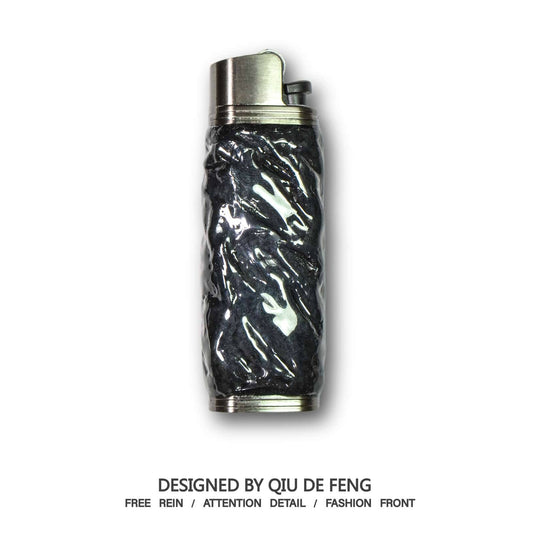 Bic J3 / Cricket lighter case  handmade Black water ripple texture effect