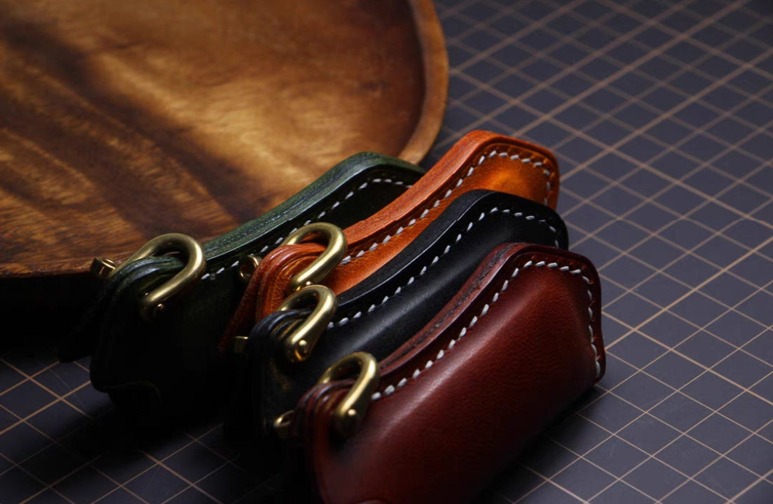 Cricket lighter leather case handmade Vintage pure copper hook