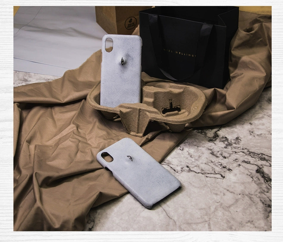 Handmade iPhone leather case Original design ash black one eyeballs