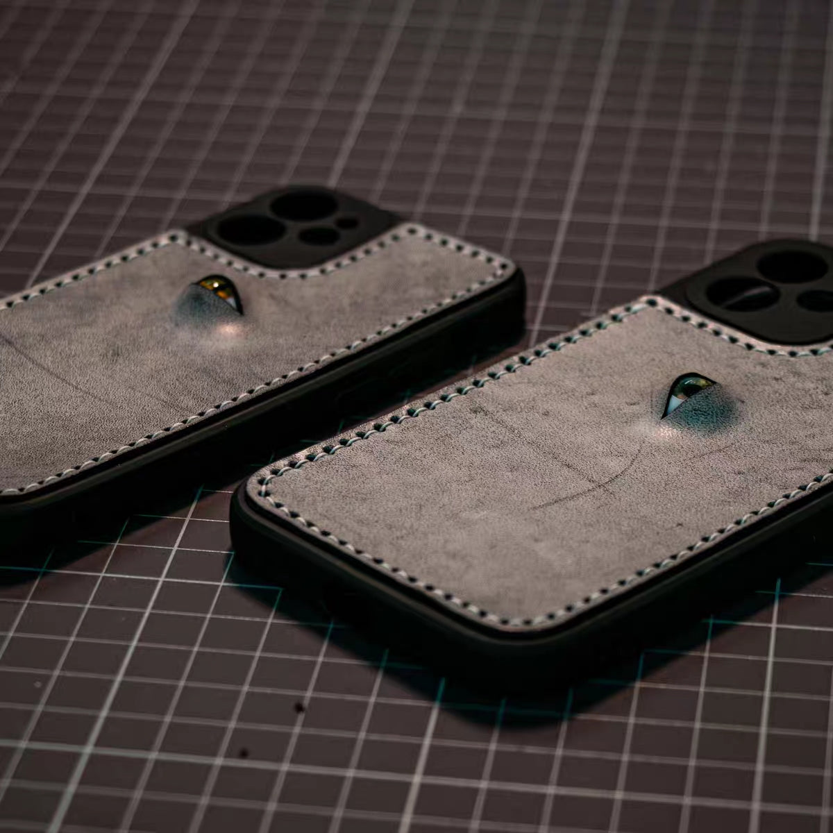 Handmade iPhone leather case Original design hand sewing one eyeballs