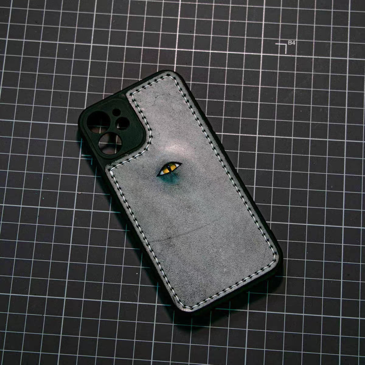 Handmade iPhone leather case Original design hand sewing one eyeballs