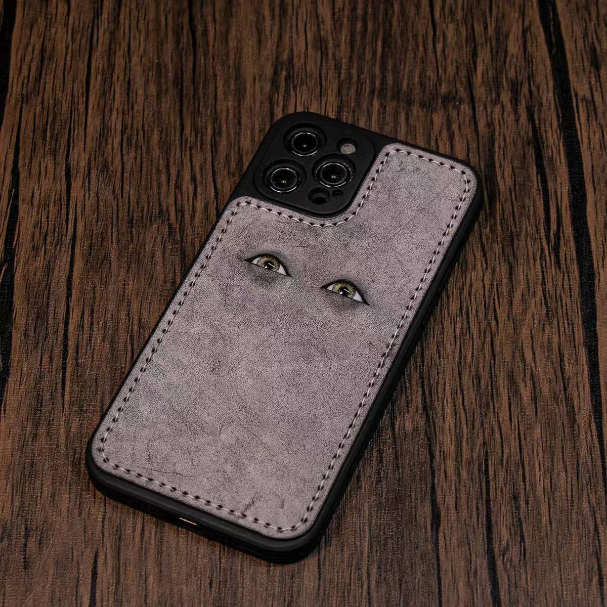 Handmade iPhone leather case Original design hand sewing two eyeballs