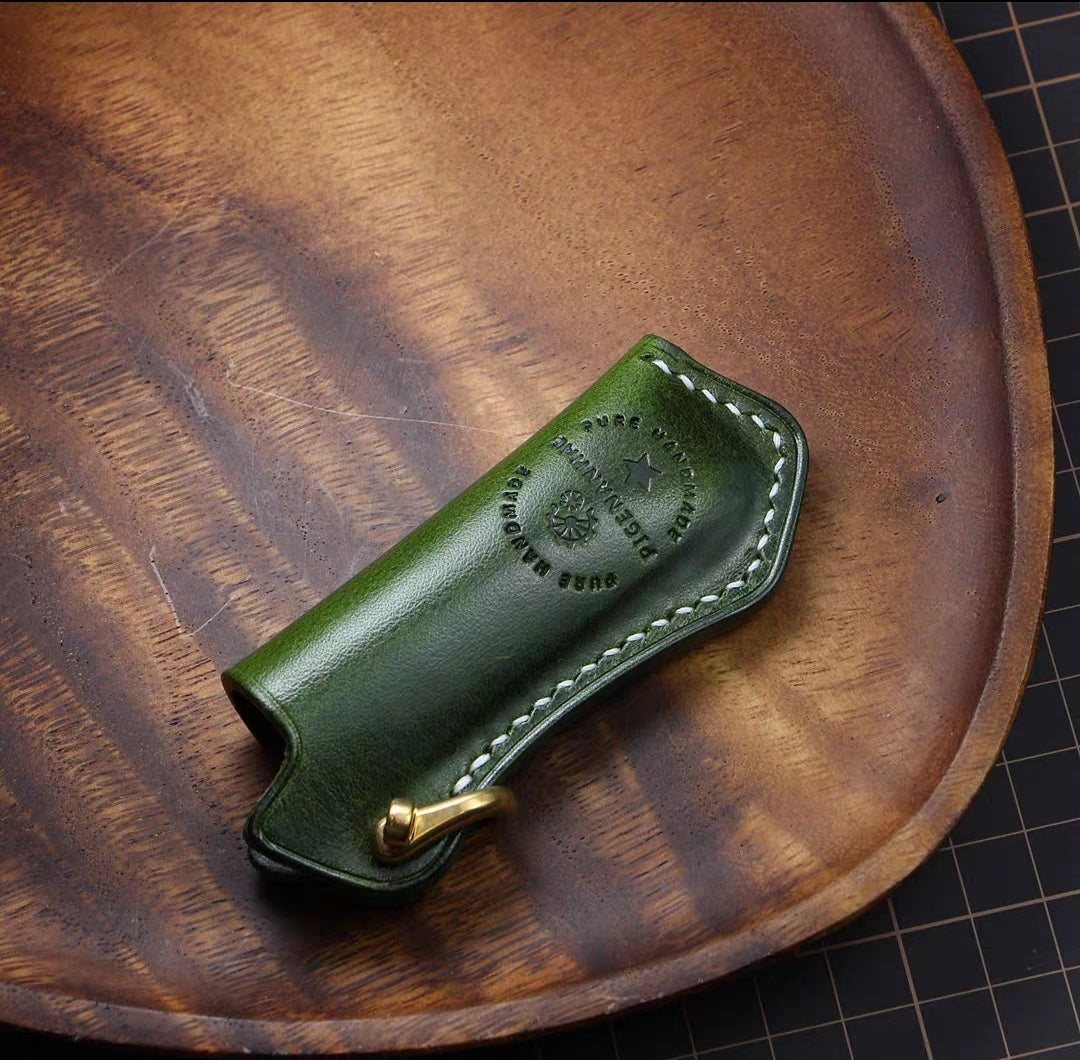 Cricket lighter leather case handmade Vintage pure copper hook