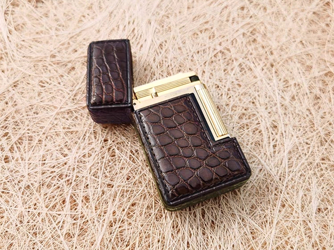 Handmade dupont L2 lighter leather case Original design crocodile leather