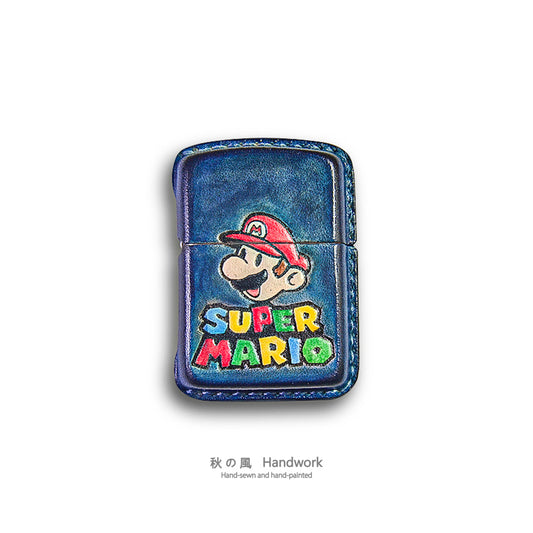 Handmade Zippo leather case Original design Super Mario