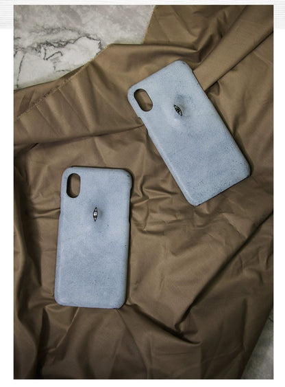 Handmade iPhone leather case Original design ash black one eyeballs