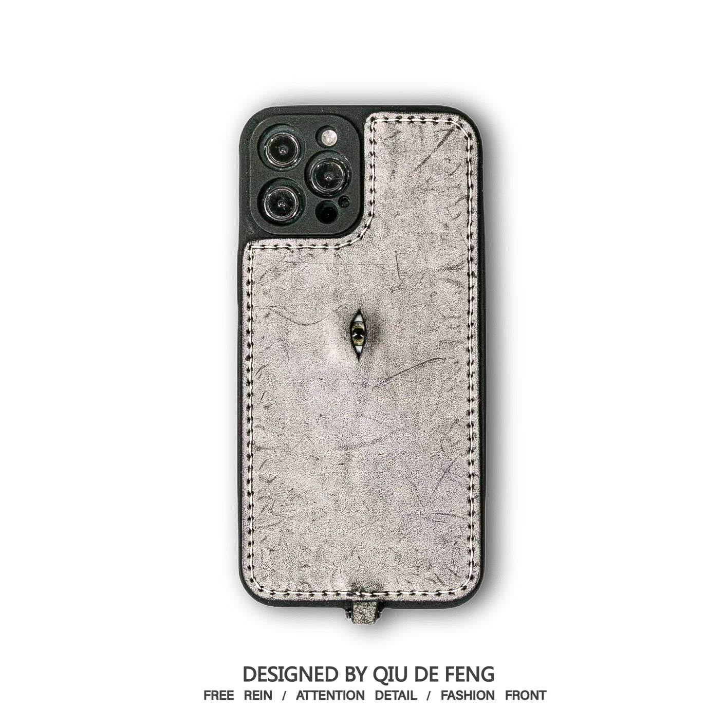 Handmade iPhone leather case Original design hand sewing one eyeballs