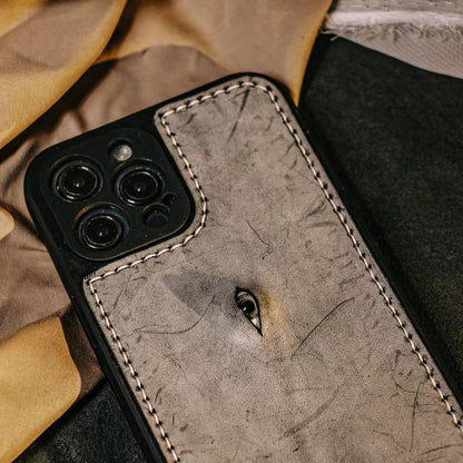 Handmade iPhone leather case Original design hand sewing one eyeballs